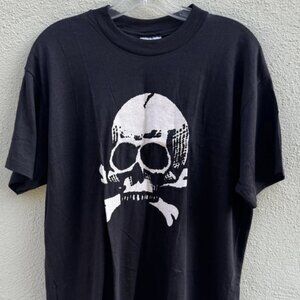 Vintage Tee Shirt Single Stich Stedman Black Mens XL Made In USA SKULL Logo 90s
